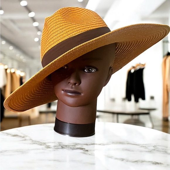 Vince Camuto Tan Straw Hat with Black Band main image 7